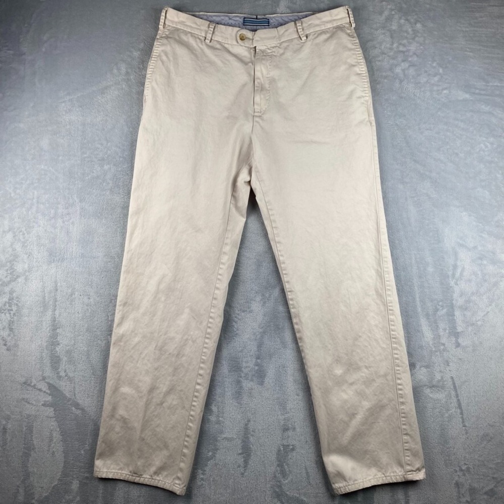 Peter Millar Pants Mens 34x32 Raleigh Washed Twill Flat Front Chino Beige Tan